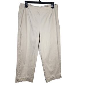 Pendleton Womens Capri Pants Size 14 Beige High Rise Pleated Side Zipper Stretch